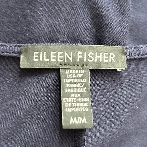Eileen Fisher Minimalist Dress Med Navy Lagenlook V Neck Asymmetrical - Picture 9 of 11